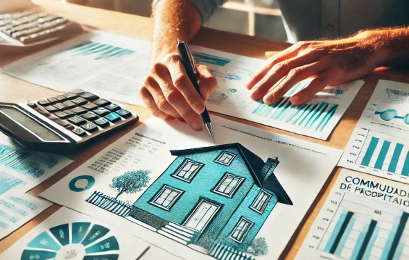 Gestión económica en comunidades de propietarios, administrador revisando gráficos